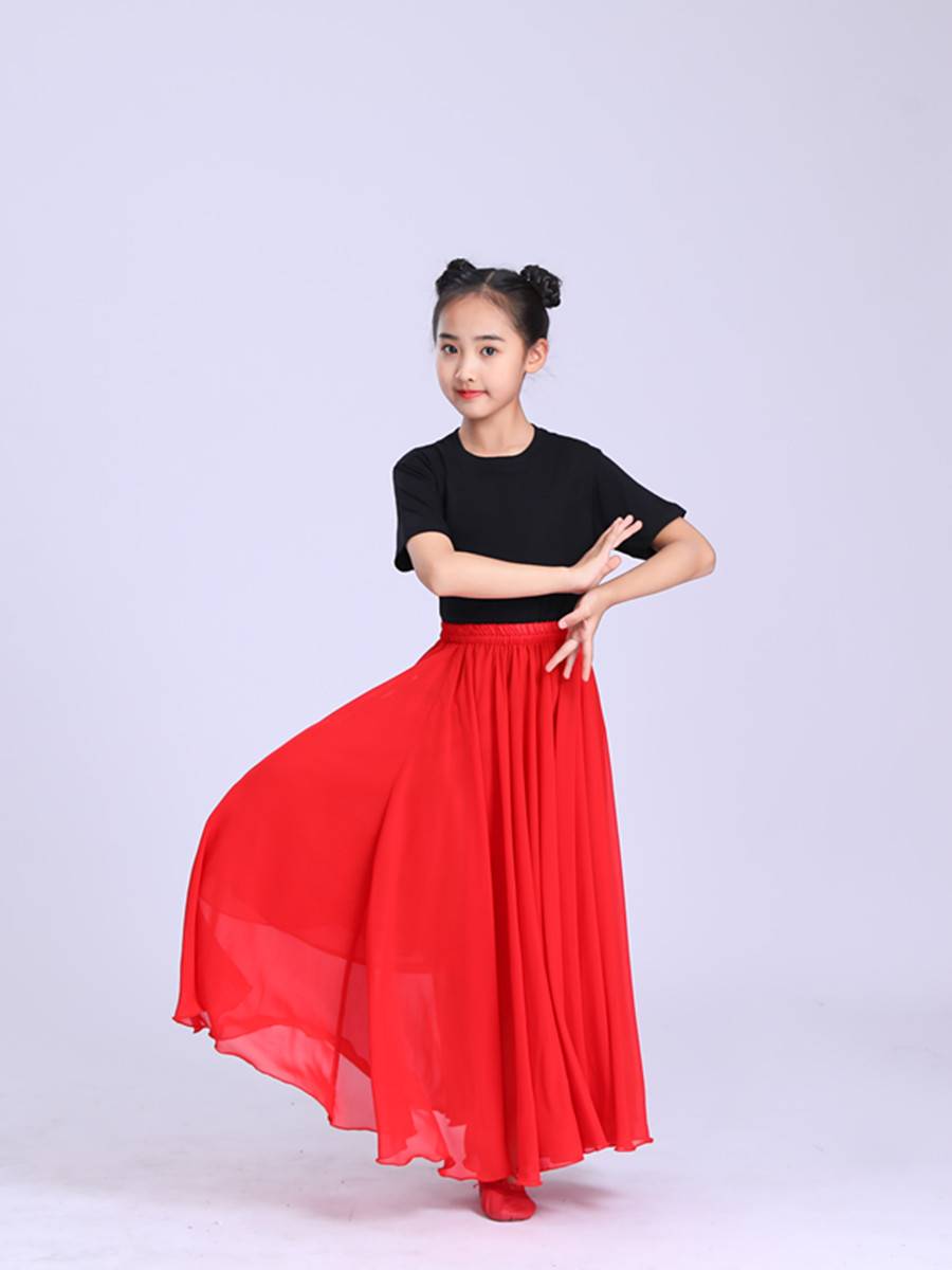 Classical Dance Dance Skirt Women's Doubles Chiffon Plaza Dance Boiled Skirts, Xinjiang National Style Dance Performance Clothing