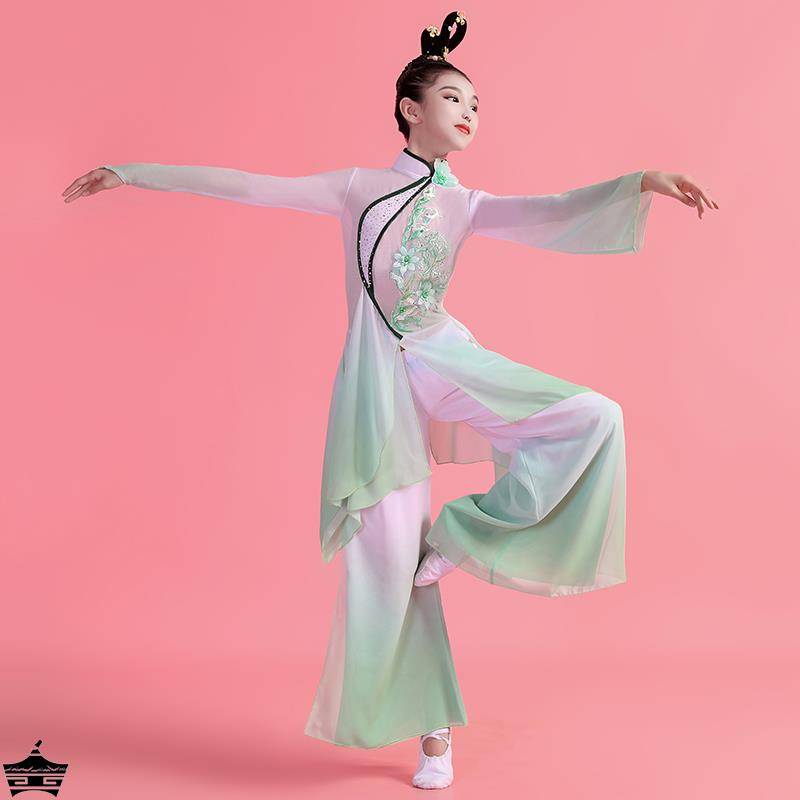 Classical dance performance service girl children children's classical dance clothing elegant yarn fan performance clothes Chinese dance clothing