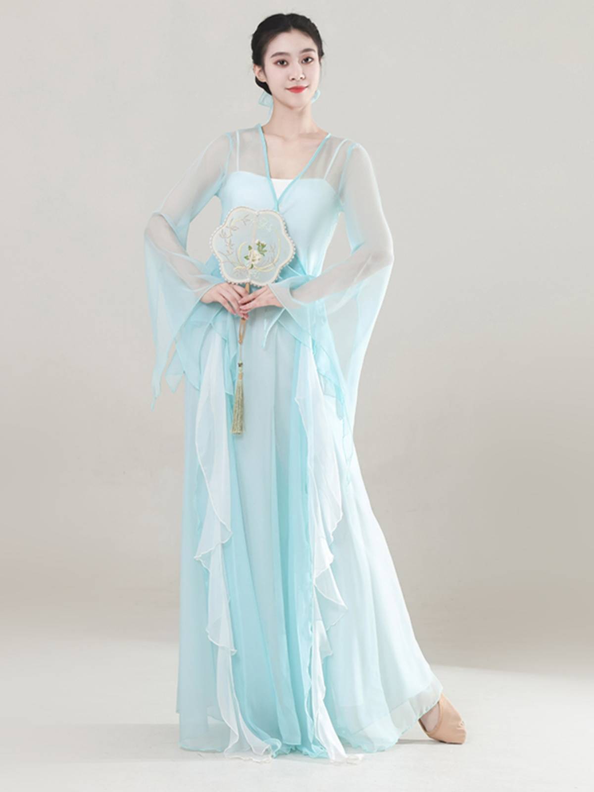 Classical dance clothing female elegant gauze Chinese dance exercise body, rhyme chiffon top art test showing ancient style