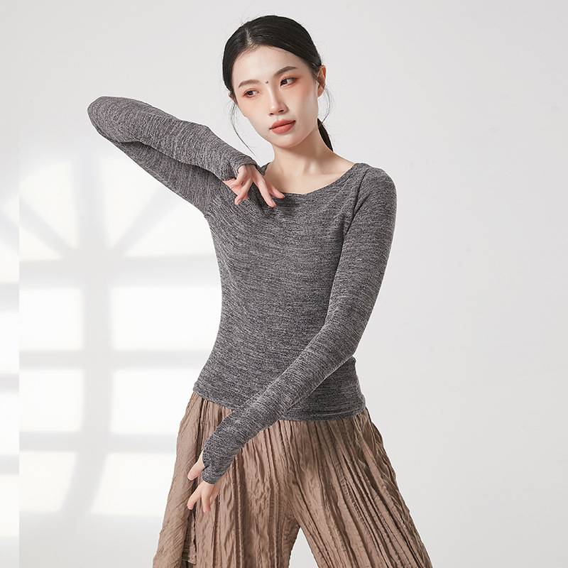 Dance practice service Modern dance long sleeves fingers fingers autumn and spring classical dance thin -shaped training suit