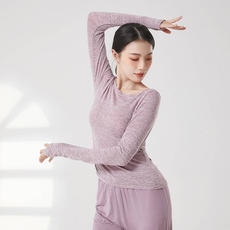 Dance practice service Modern dance long sleeves fingers fingers autumn and spring classical dance thin -shaped training suit