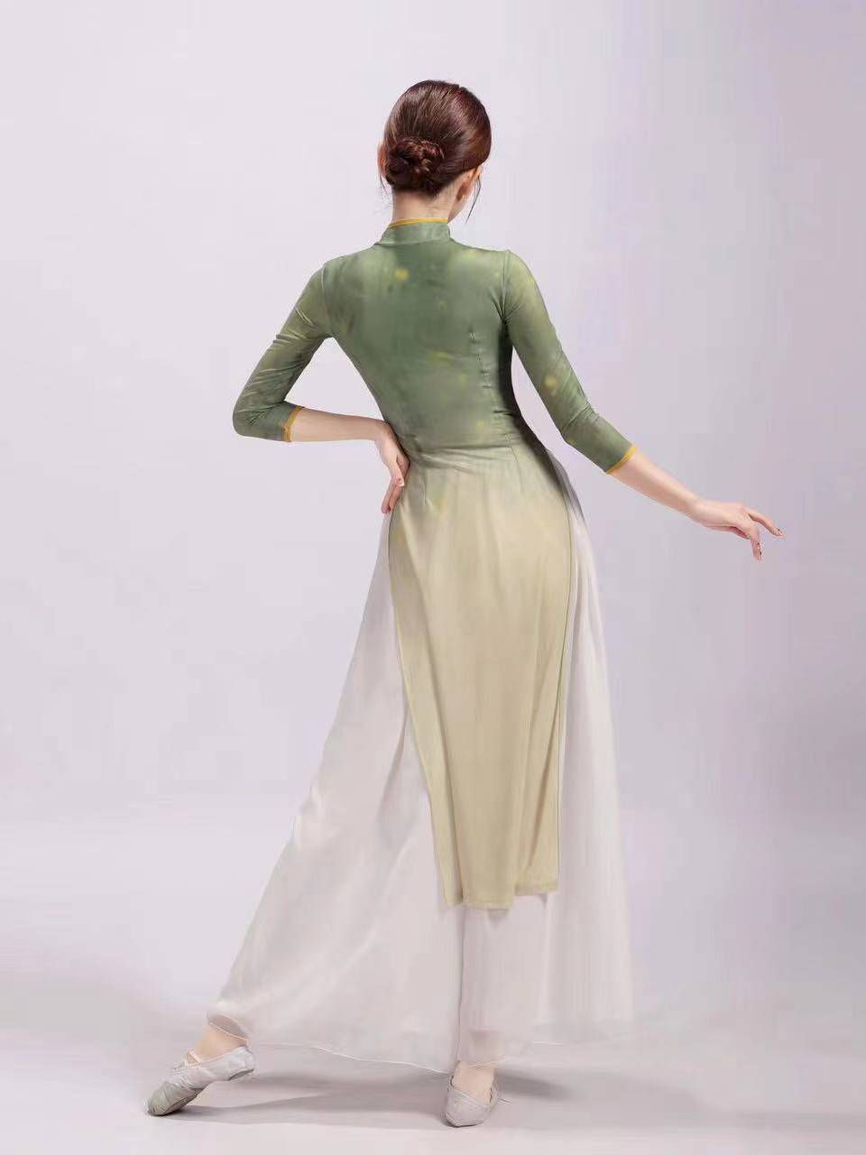 Classical dance service Chinese style dance elastic cheongsam cheongsam body rhyme exercise performance show printed set