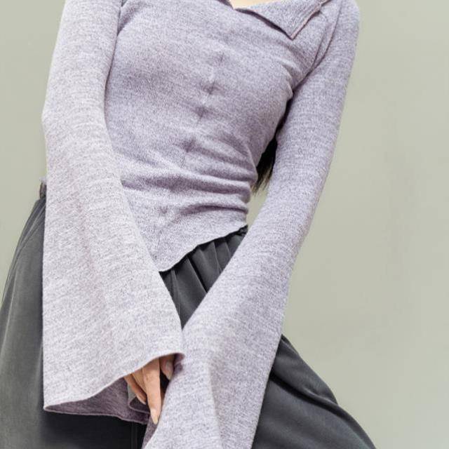 Classical dance exercise service modern dance clothing knitted long -sleeved top -fitting practice clothes