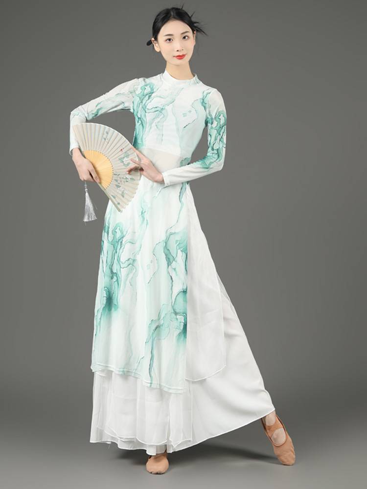 Classical dance cheongsam female body rhyme training square dance suit pretend to be elegant ancient style net gauze dance performance service spring and summer