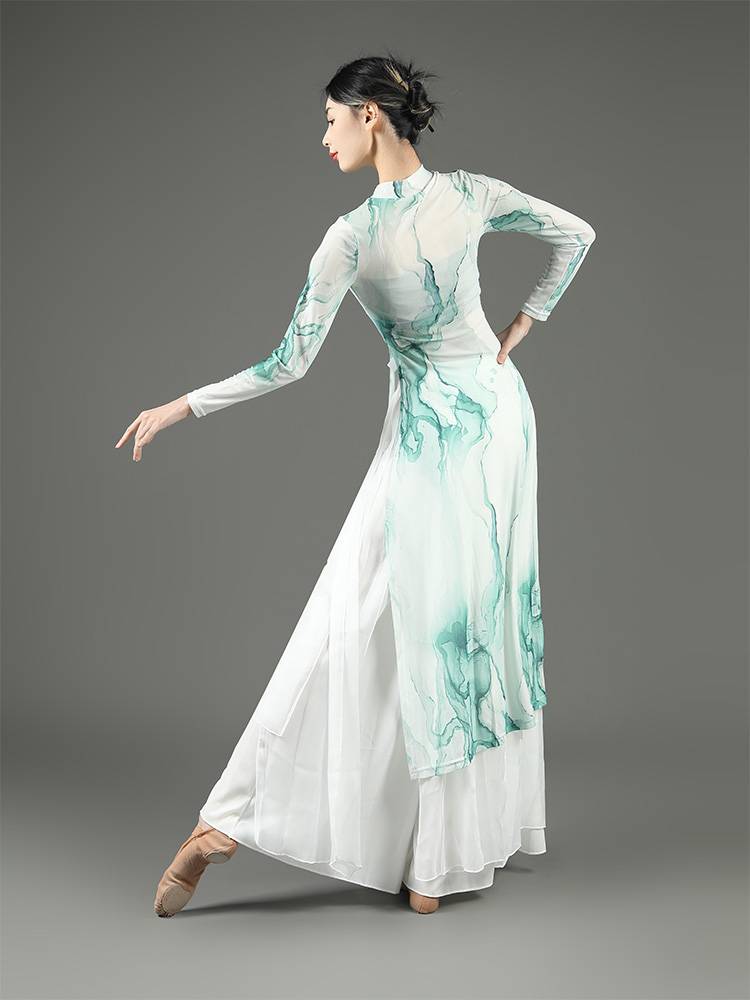 Classical dance cheongsam female body rhyme training square dance suit pretend to be elegant ancient style net gauze dance performance service spring and summer