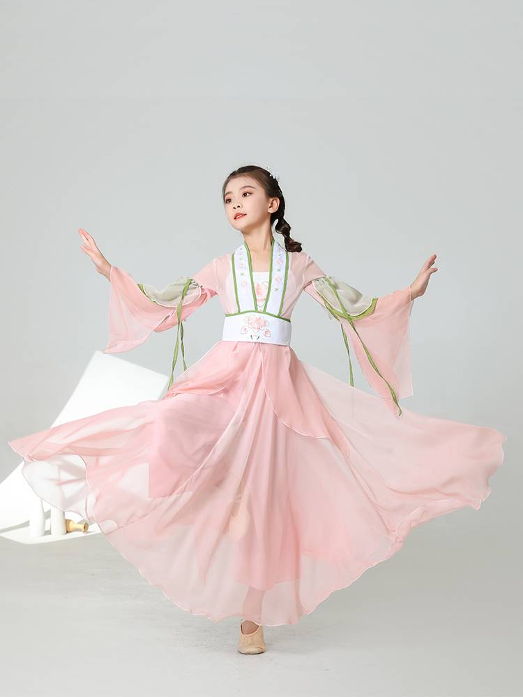 Children girl classical dance elegant super immortal yarn clothes and umbrella dance fan dance Chinese dance performance dance performance clothing