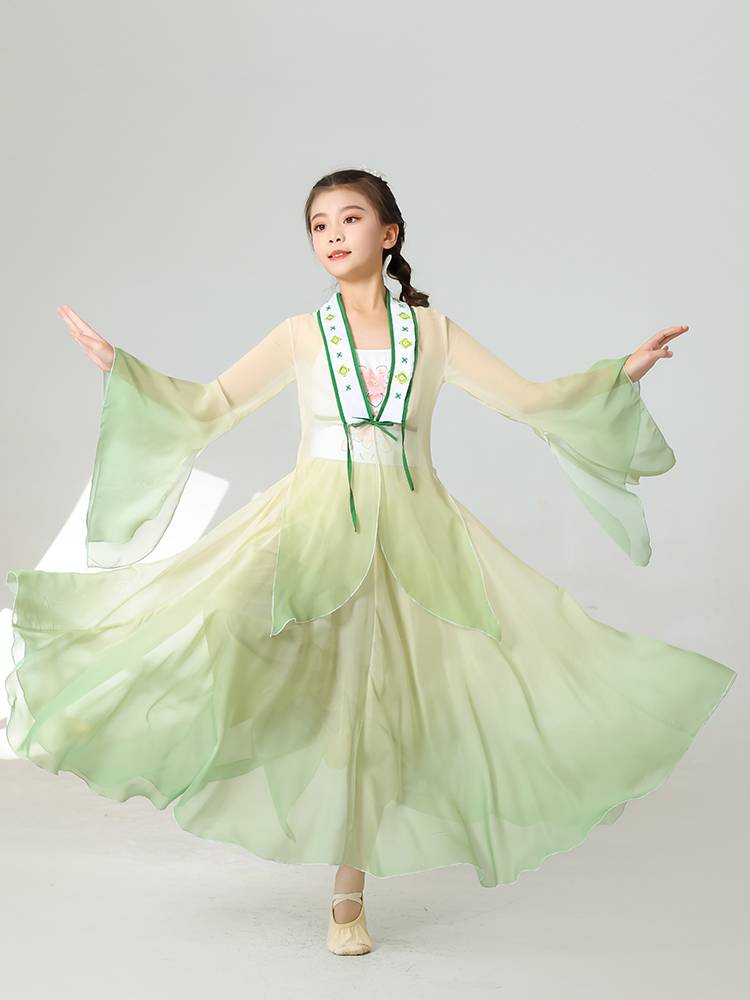 Children girl classical dance elegant super immortal yarn clothes and umbrella dance fan dance Chinese dance performance dance performance clothing