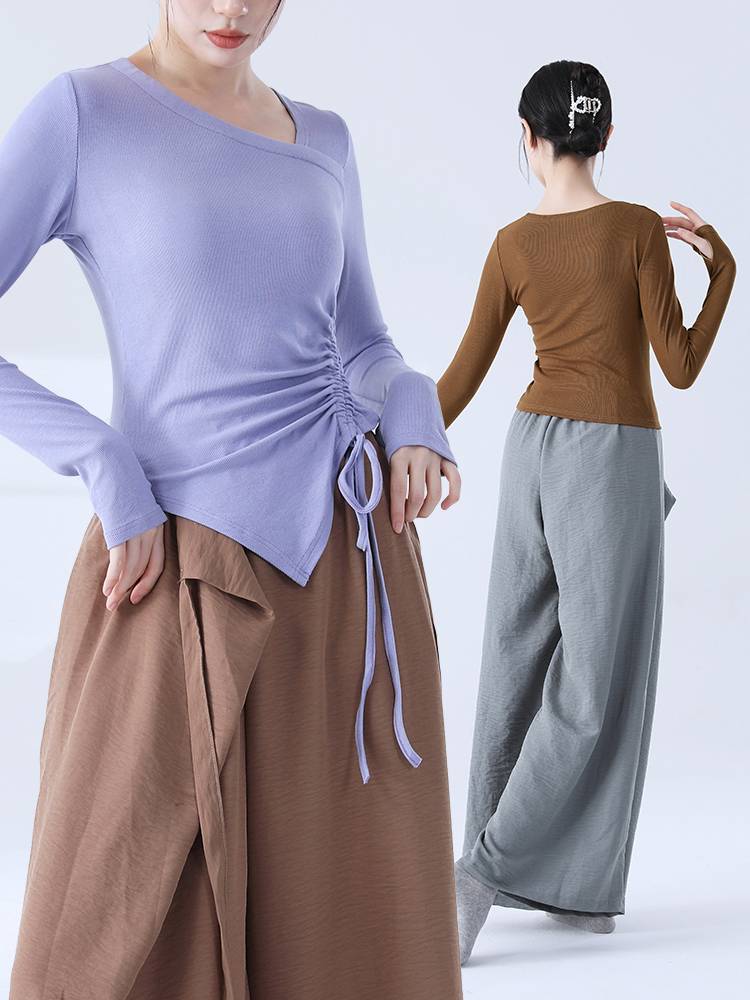 Dance service top female adult modern dance exercises long sleeves spring and summer classical dance Chinese dance -shaped sports suit