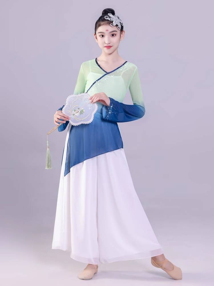 Classical dance clothing female elegant performance of rhyme yae -level clothing -level clothing base training skills Chinese dance green green