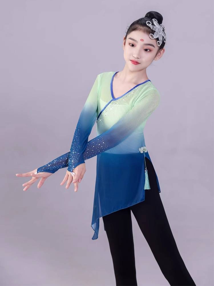 Classical dance clothing female elegant performance of rhyme yae -level clothing -level clothing base training skills Chinese dance green green