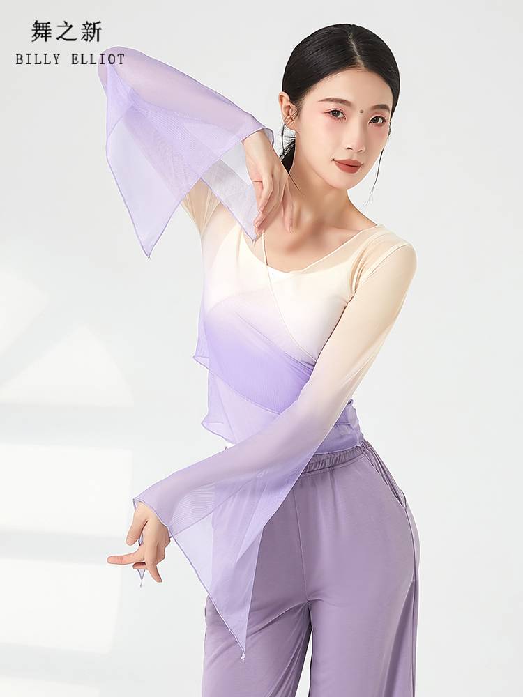 Classical dance gauze performance clothing female elegant fairy -qi, rhyme, female Chinese dance exercise, net gauze dance top