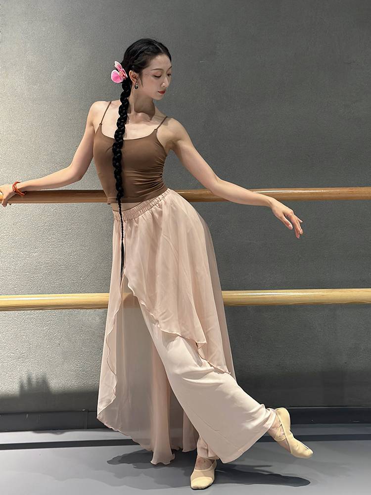 Classical dance clothes, elegant skirt pants practice pants, Chinese dance exercise, ancient style performance service women's lotus pants