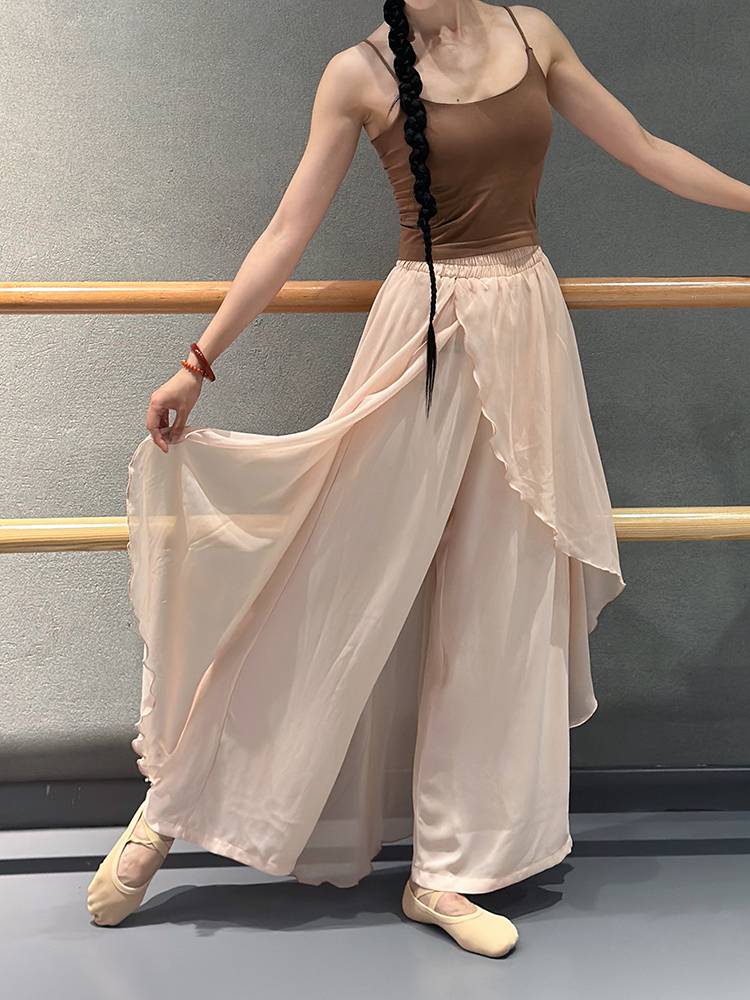 Classical dance clothes, elegant skirt pants practice pants, Chinese dance exercise, ancient style performance service women's lotus pants