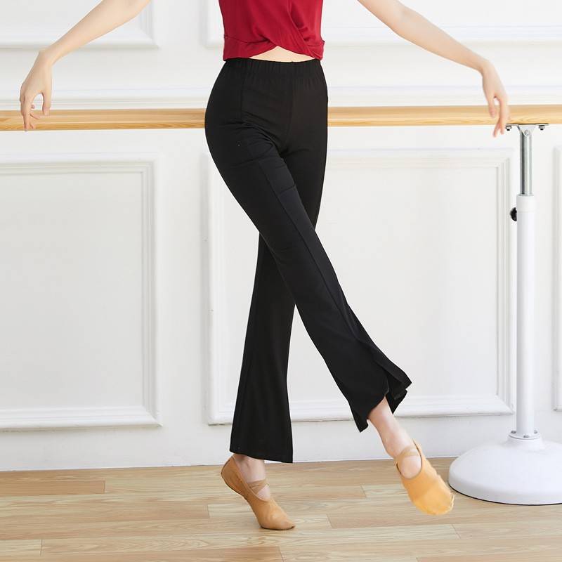 Dance practice pants split straight microcrapeaine training clothing female pants Latin classical dance horn dance clothing