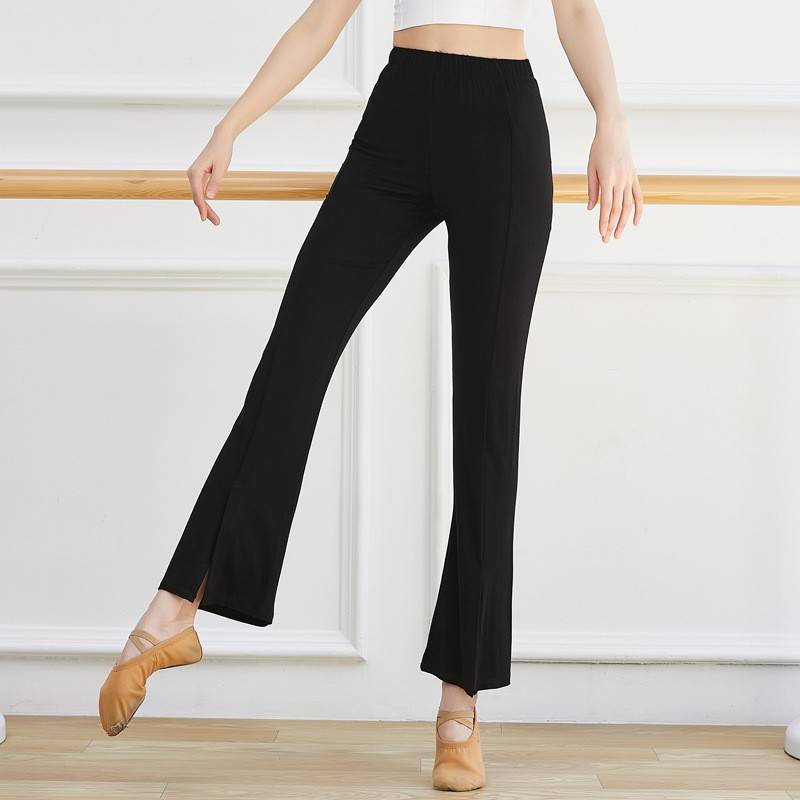 Dance practice pants split straight microcrapeaine training clothing female pants Latin classical dance horn dance clothing