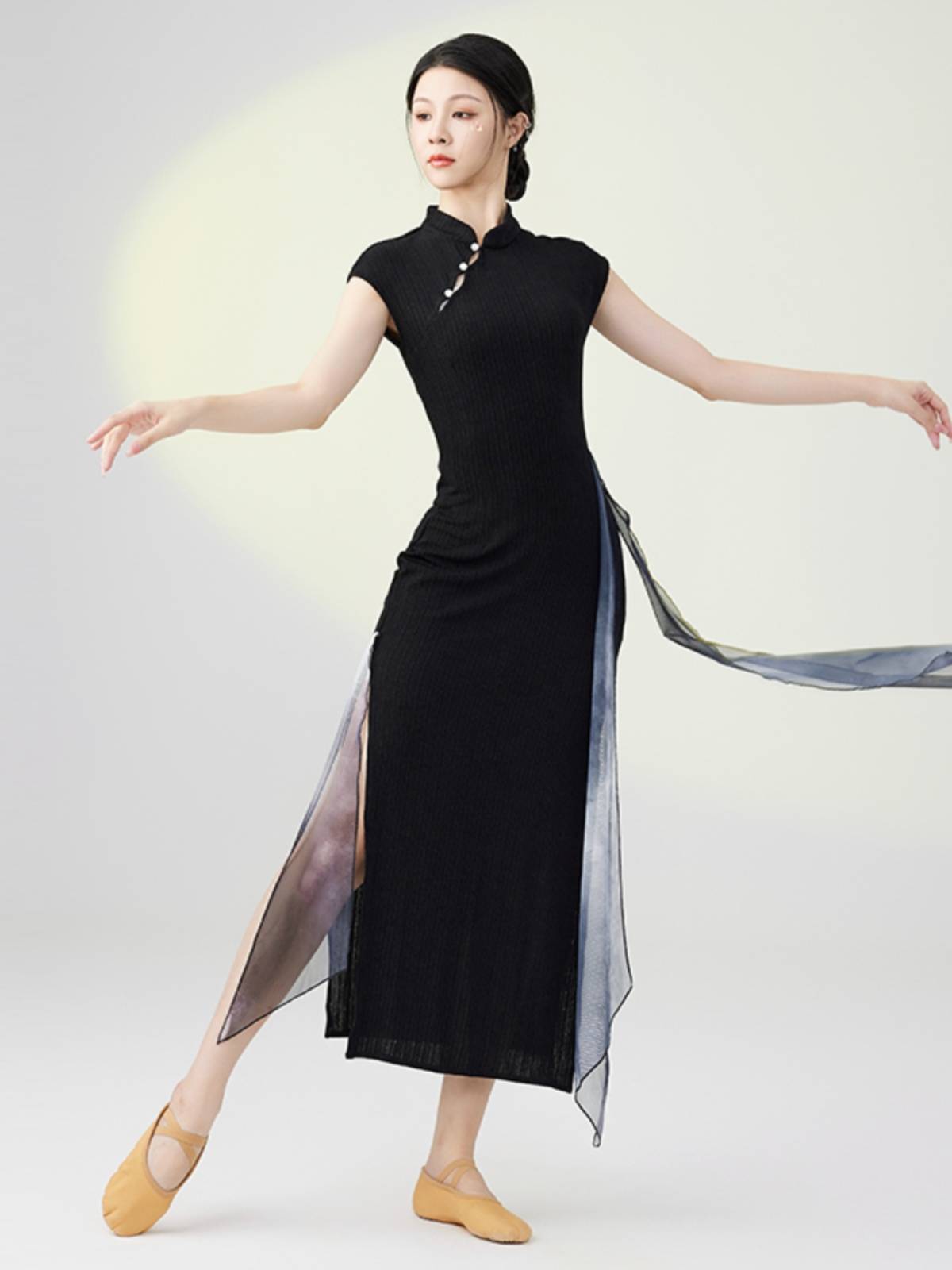 Classical dance cheongsam dance service 2024 new Chinese dance elastic mesh dancing special national style improvement high split