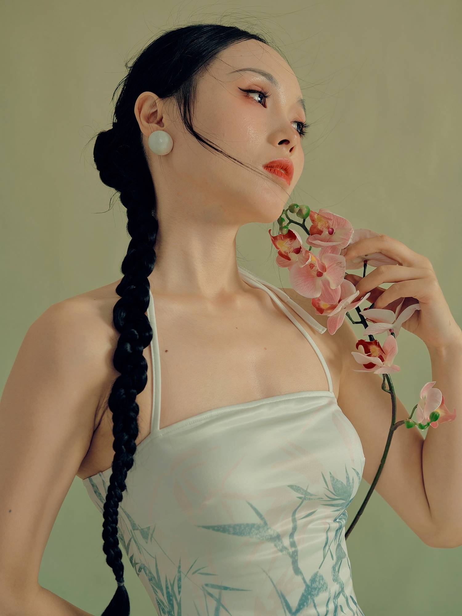 SOSO Jiaxin Chinese Hanging Neck Studius Green Bamboo Dress Guofeng Gabi Cheongsam Dance Dance Server