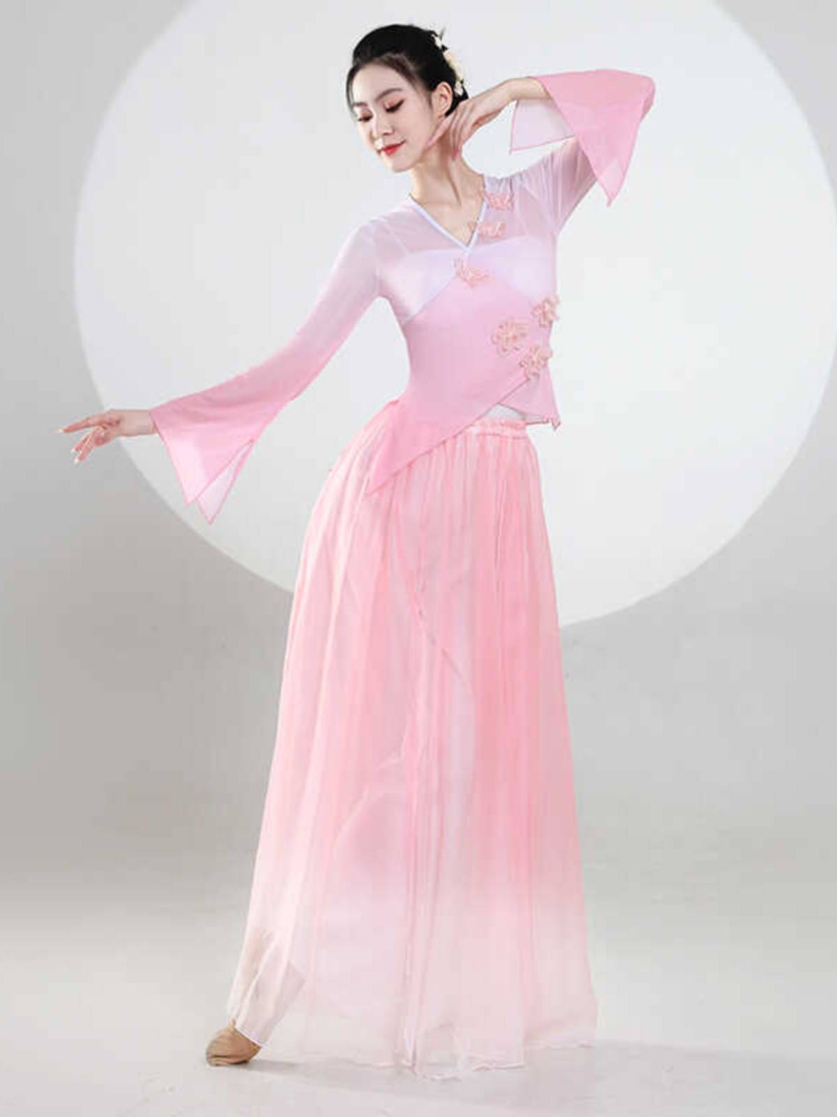 Classical dance clothing shows the body rhyme gauze female elegant ancient fan dance national dance exercise skills test