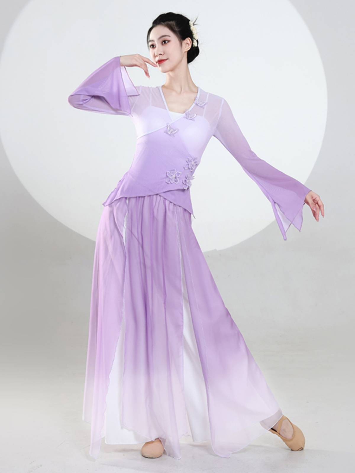 Classical dance clothing shows the body rhyme gauze female elegant ancient fan dance national dance exercise skills test