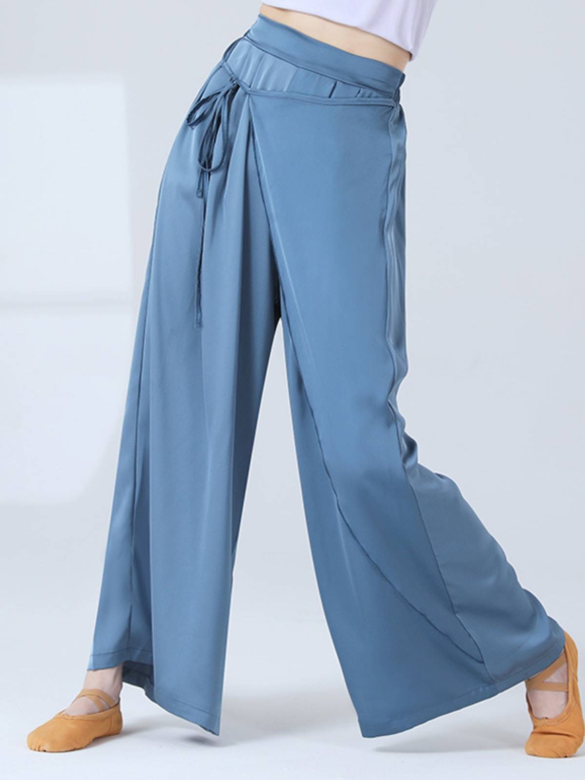 Classical dance pants straight, elegant loose wide -leg pants Chinese dance body professional training design sense ribbon pants