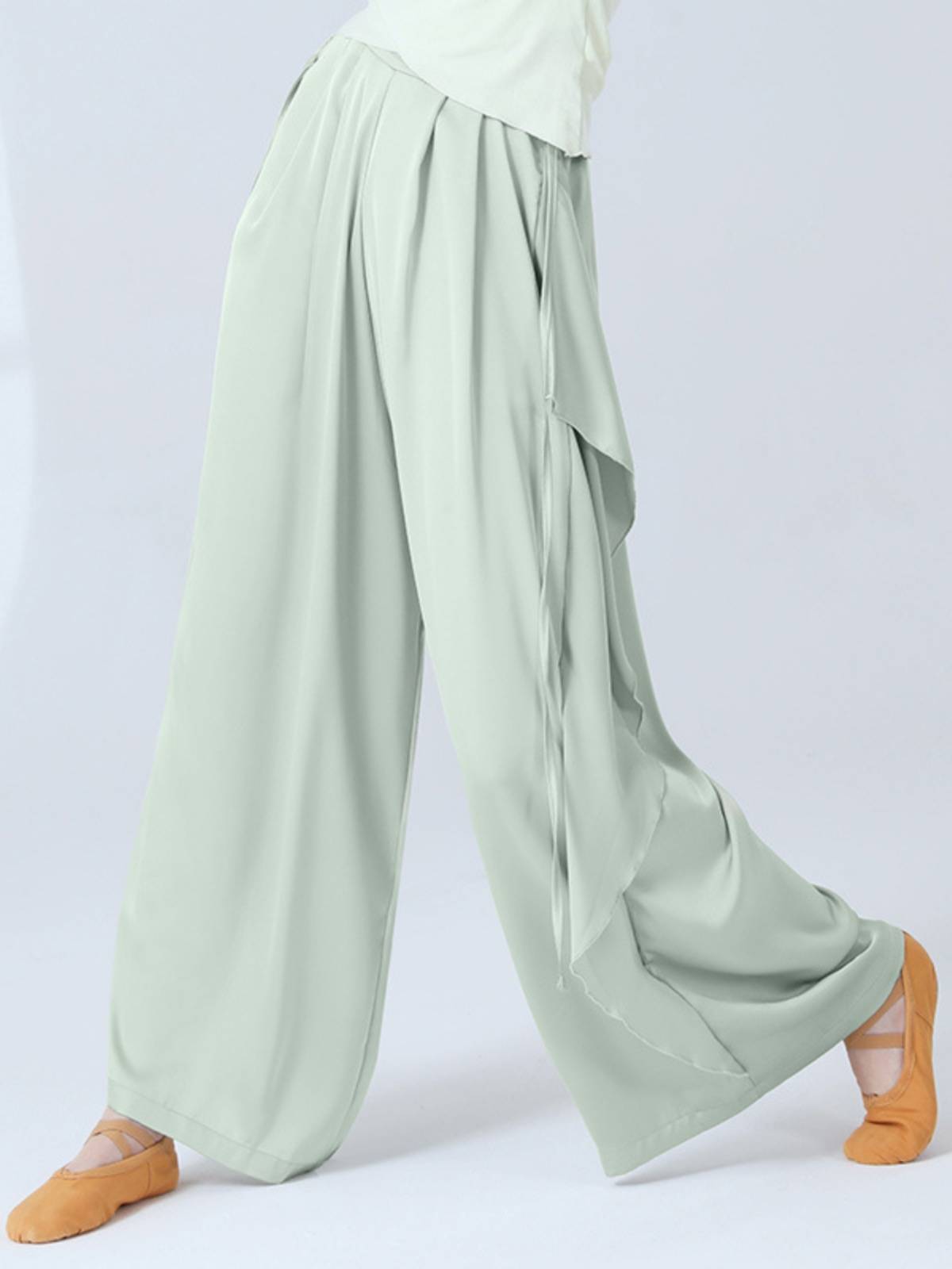 Classical dance pants straight, elegant loose wide -leg pants Chinese dance body professional training design sense ribbon pants