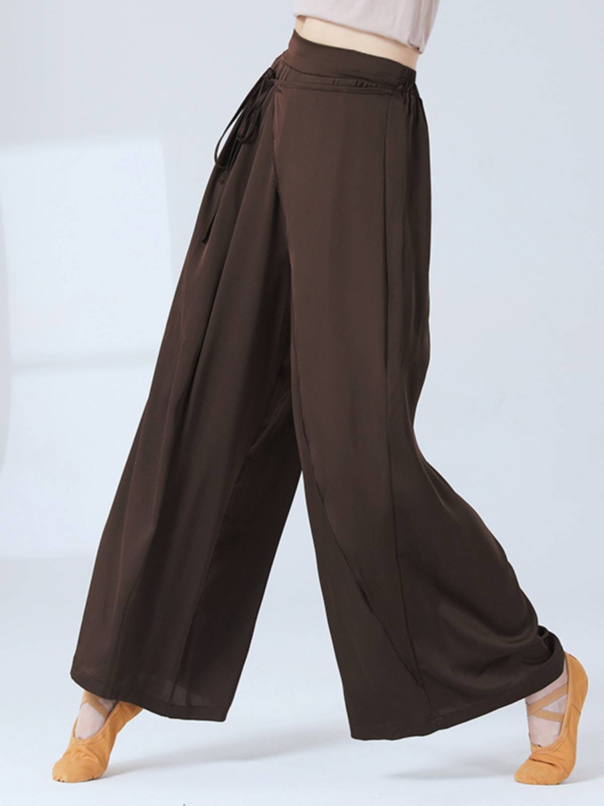 Classical dance pants straight, elegant loose wide -leg pants Chinese dance body professional training design sense ribbon pants