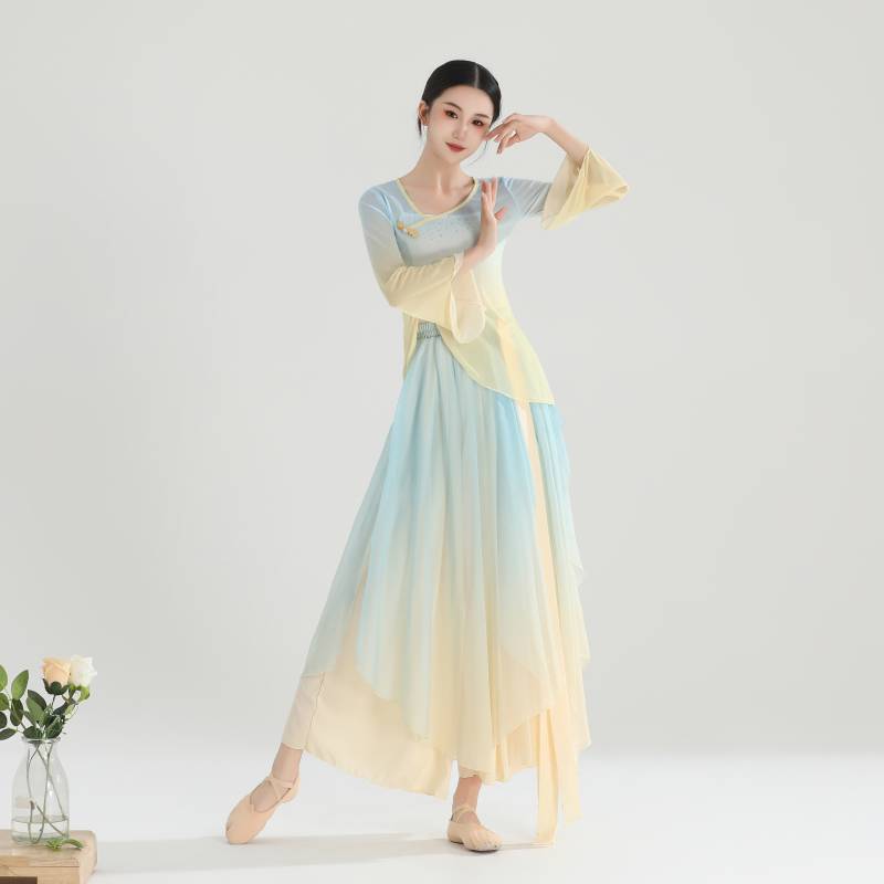 Classical dance clothing female elegant gauze Chinese dance exercises female body rhyme, fairy elastic top, performance service ancient style