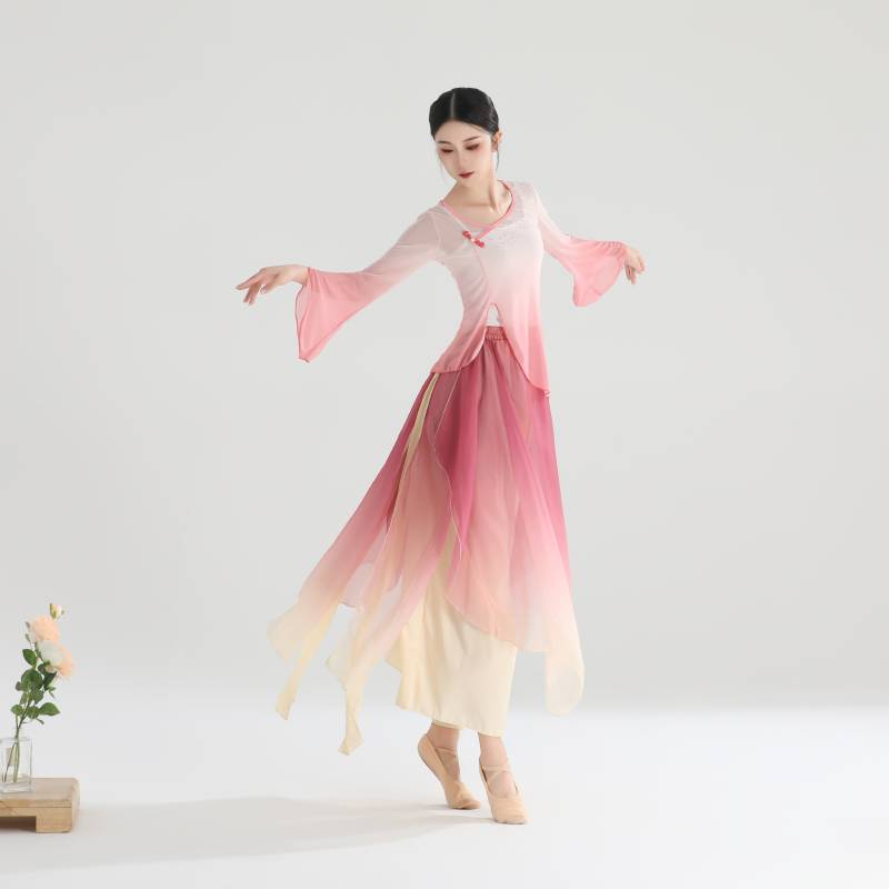 Classical dance clothing female elegant gauze Chinese dance exercises female body rhyme, fairy elastic top, performance service ancient style