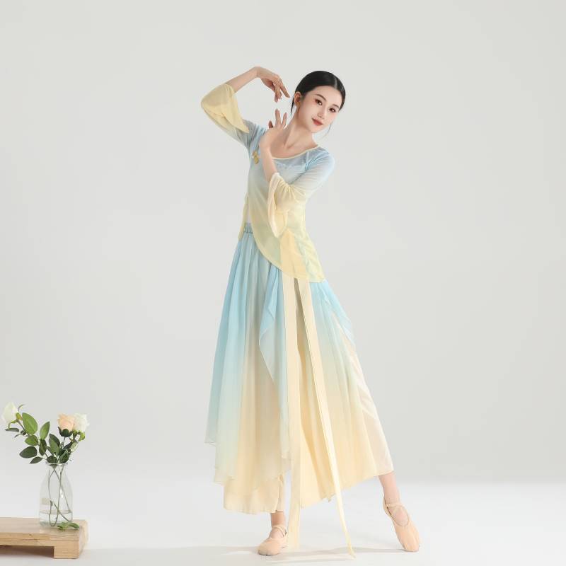 Classical dance clothing female elegant gauze Chinese dance exercises female body rhyme, fairy elastic top, performance service ancient style