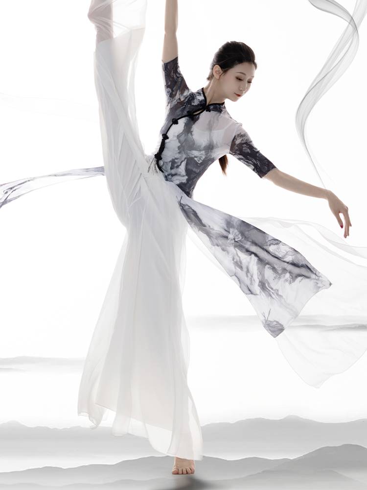 Cheongsam dance clothing gauze female Chinese dance ink dance ink classical dance exercises