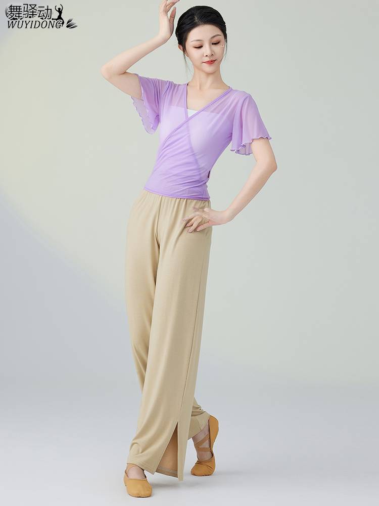Classical Dance Dance Funny Female New Plastic Net Sweet Dance Dance Broad -leg Pants Modern Dance Performance Clothing