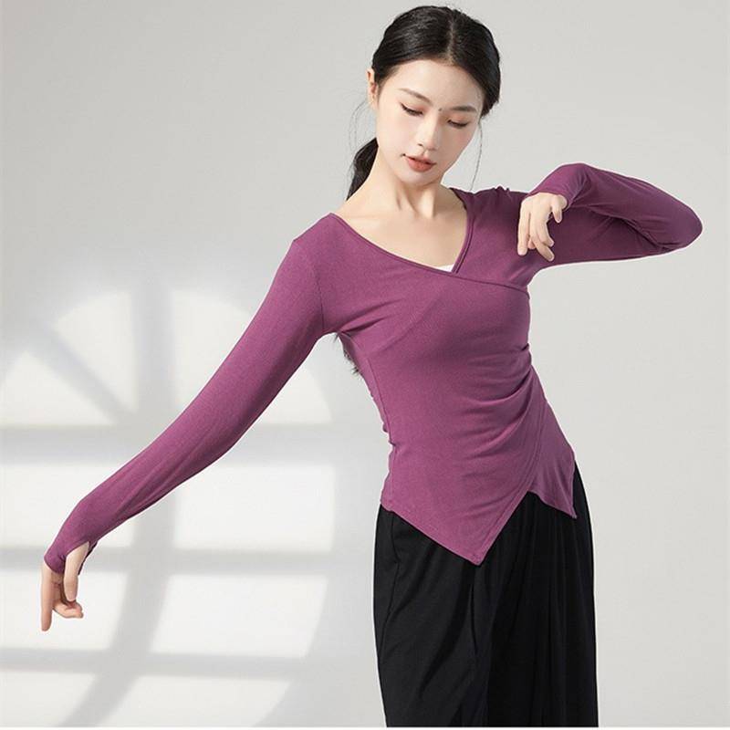 Short -thin practice service long -sleeved cross -class classical dance -shaped dress female Chinese dance wide -leg pants art test training dance service