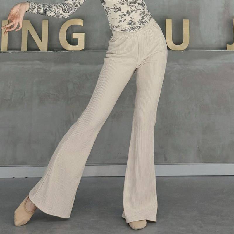Classical dance micro -trousers texture pants modern dance dance practice service flared pants slim body training service spring