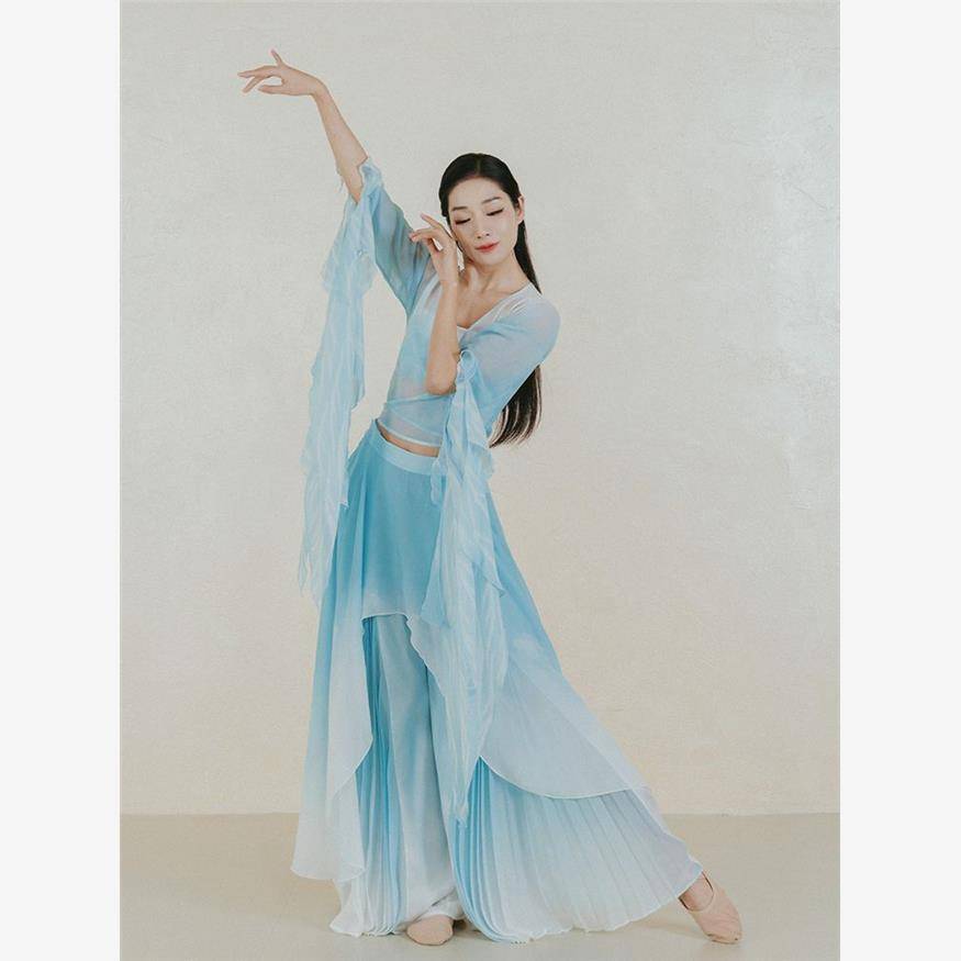 Classical dance dance classical practice set Chinese elegant dance clothing gradient color gradient performance gauze clothes