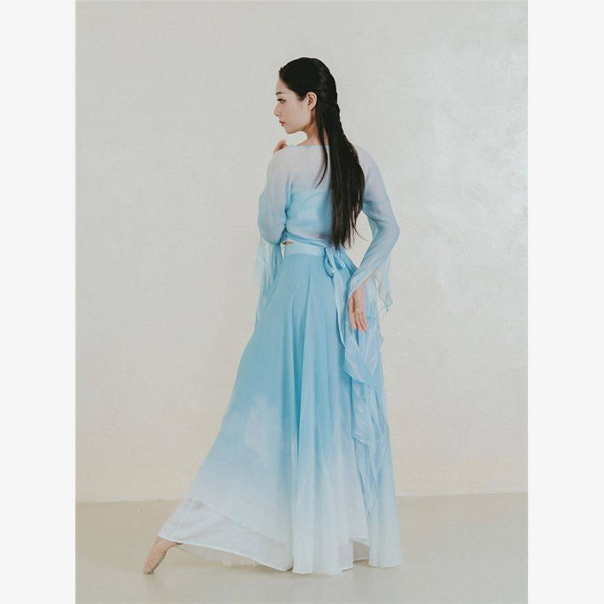 Classical dance dance classical practice set Chinese elegant dance clothing gradient color gradient performance gauze clothes