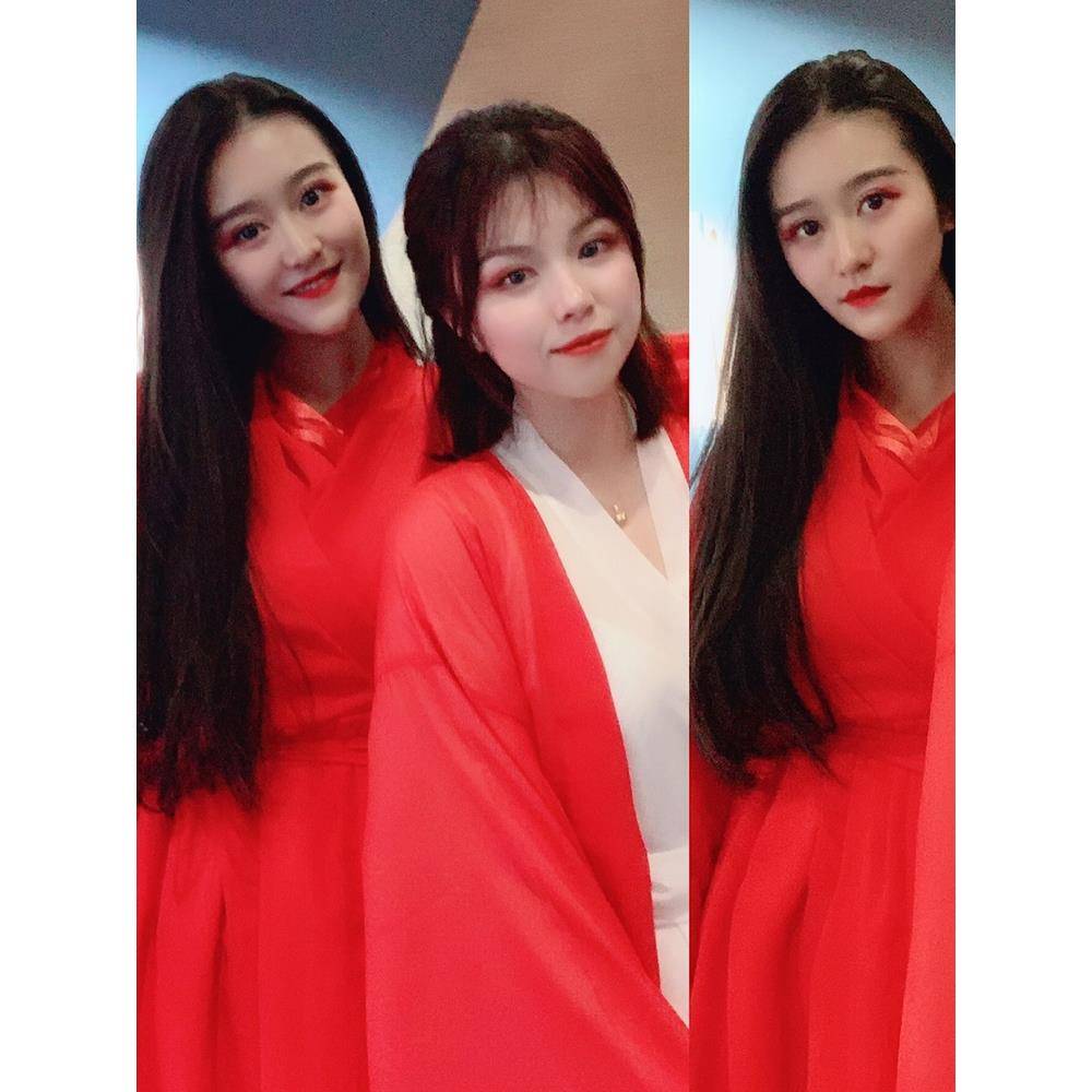 Genuine Classical Dance Ancient Female Douyin Same Red Hanfu Super Fairy Guanfeng Red Zhao Wan Wanjiang Dance Show