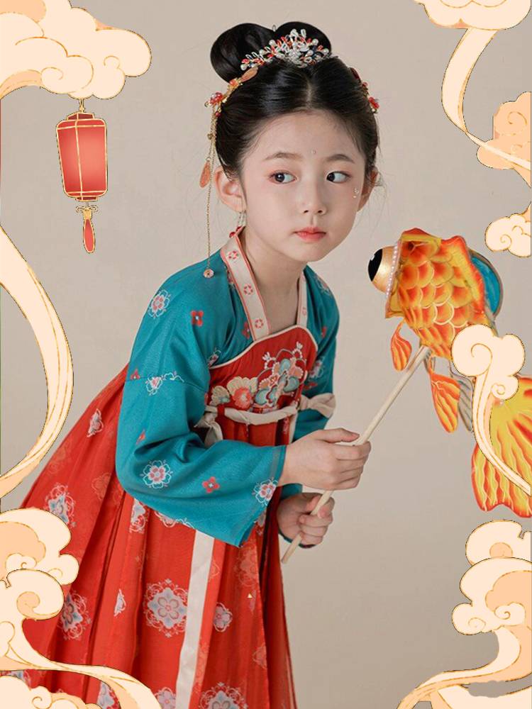 Children's Hanfu costume performance service Chinese style super immortal Tang dress long street Vientiane fish lantern dance props classical dance