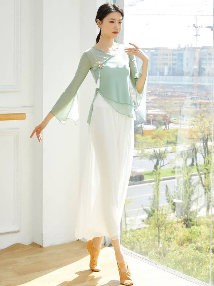 Classical dance body rhyme gauze new dance suit Practice the girl elegant performance clothing Chinese style shirt summer