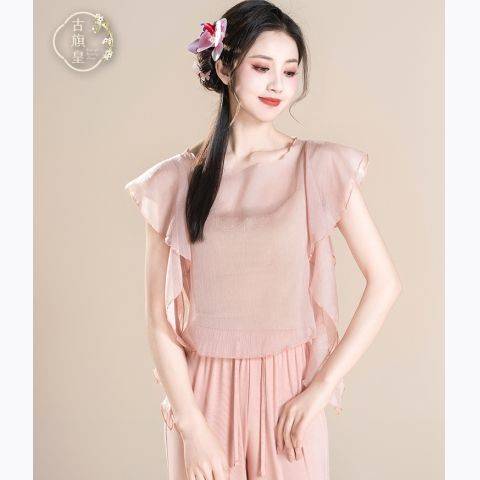 Classical dance body rhyme, elegant fairy gauze, practice clothes, Chinese dance adult body dance clothing, top female summer