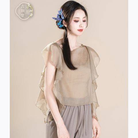 Classical dance body rhyme, elegant fairy gauze, practice clothes, Chinese dance adult body dance clothing, top female summer