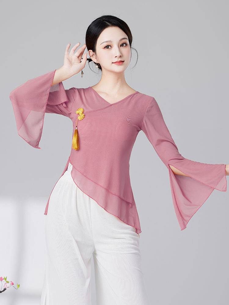 Classical dance gauze body rhyme training girl elegant performance service art test Chinese style fairy foundation dance clothes top