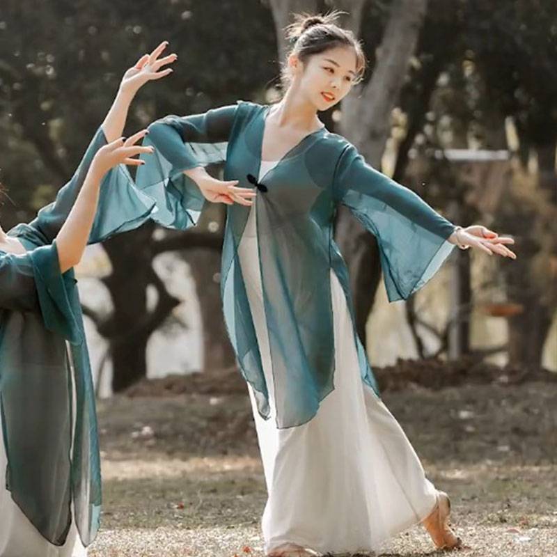 Classical dance exercise service women's suit Modern ethnic ethnic rhyme gauze fairy -style Chinese elegant dance performance clothing