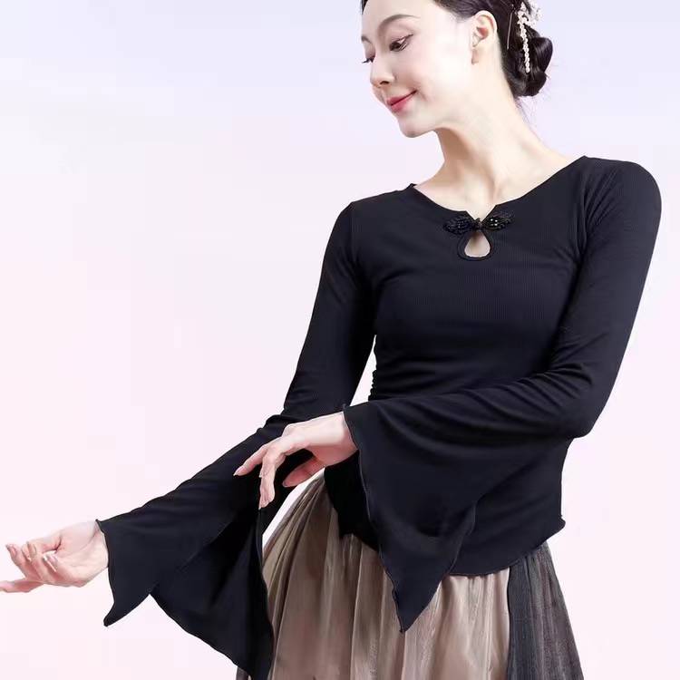 Performance service rental classical dance exercises, elegant gauze pants female modern dance wide -leg pants Chinese national dance show