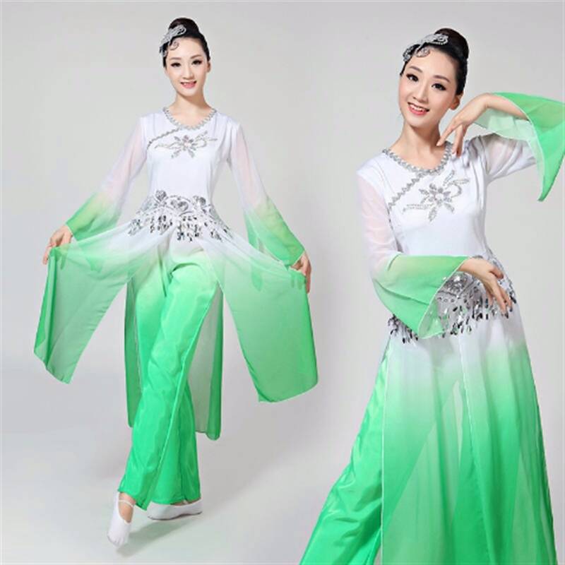 2023 Classical Dance Performance Server New Fan Umbrella Dance Table Dress Oapped Modern Dance Clothing Yangge Adult Girl