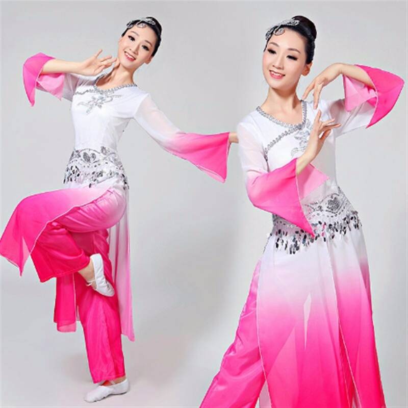 2023 Classical Dance Performance Server New Fan Umbrella Dance Table Dress Oapped Modern Dance Clothing Yangge Adult Girl