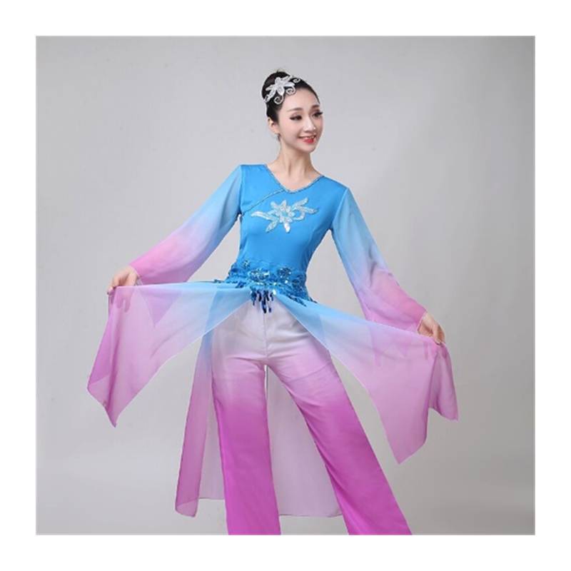 2023 Classical Dance Performance Server New Fan Umbrella Dance Table Dress Oapped Modern Dance Clothing Yangge Adult Girl