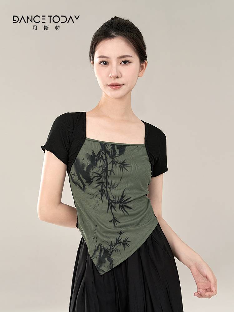 dancetoday classical dance short -sleeved dancing top girl wears dance clothes in summer Chinese dance exercises