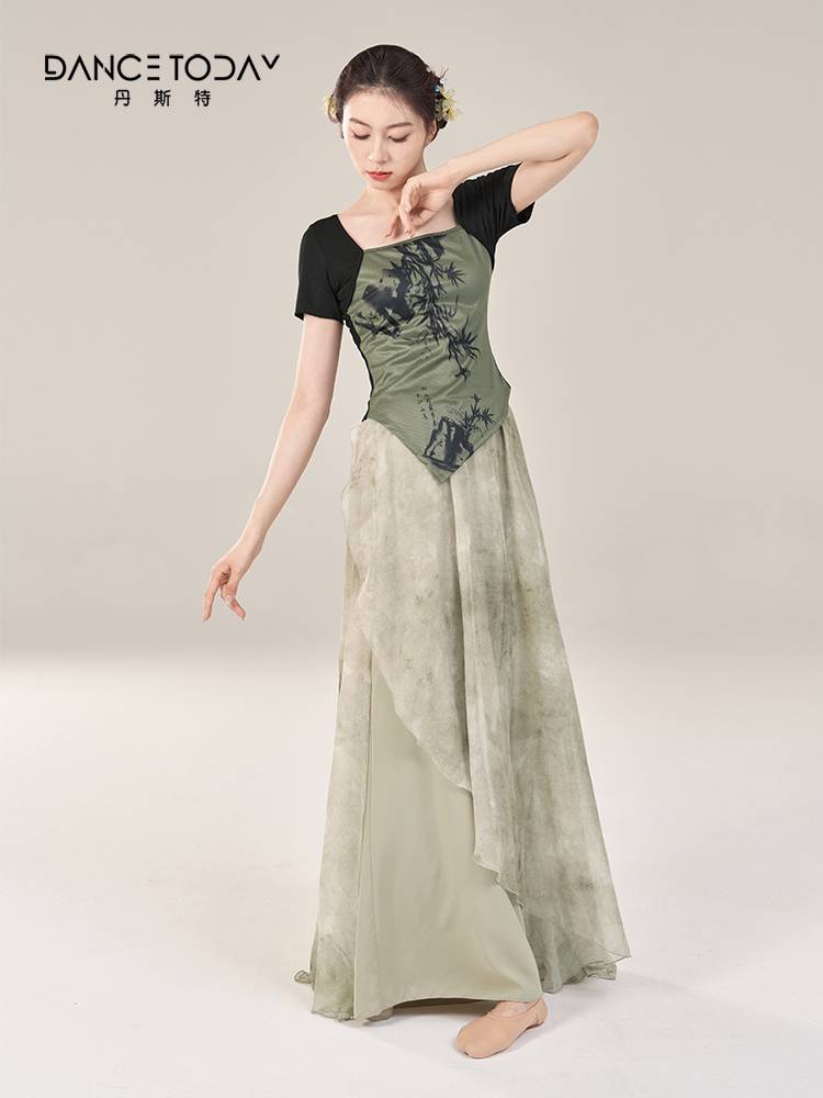 dancetoday classical dance short -sleeved dancing top girl wears dance clothes in summer Chinese dance exercises