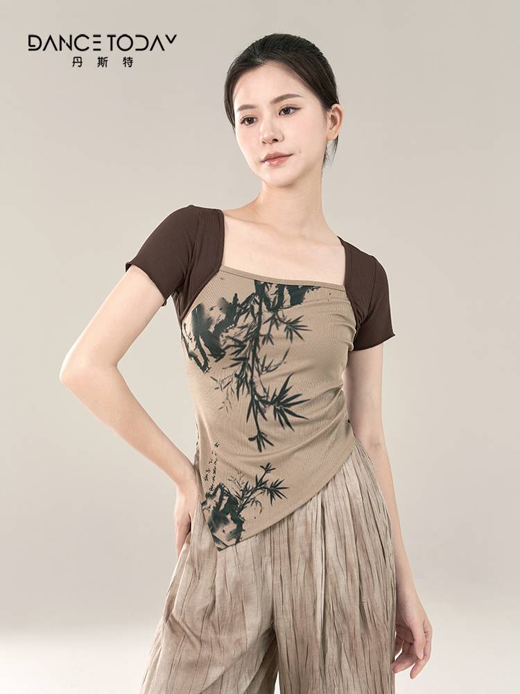dancetoday classical dance short -sleeved dancing top girl wears dance clothes in summer Chinese dance exercises