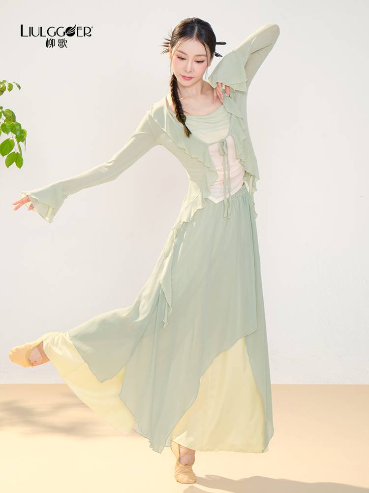 Liu Ge Classical Dance Body Rhyme Long Sleeve Dance Practice Server Chinese Dance Flower Performing Dance Server Girl